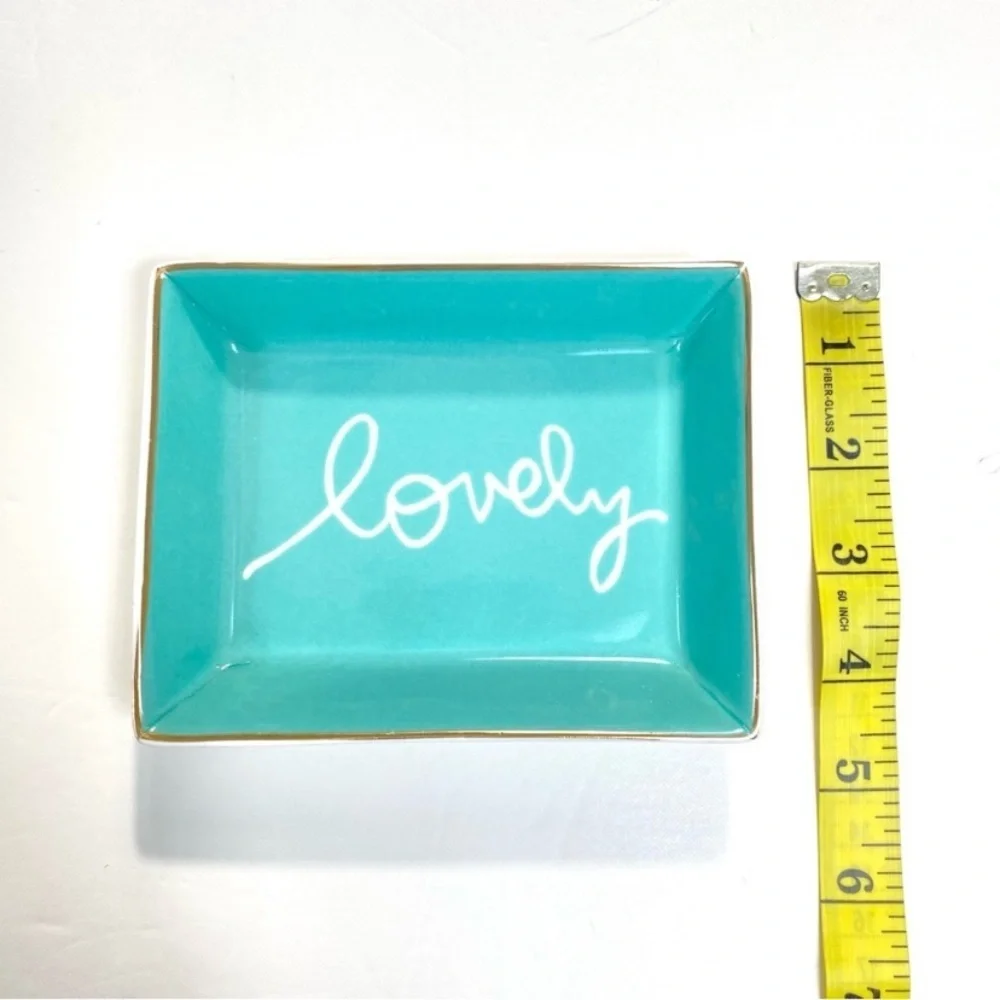 J. Crew Ceramic Trinket Dish Lovely Rectangular Mini Jewelry Plate in Blue